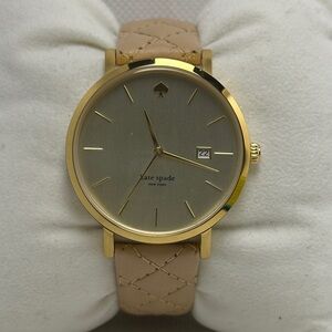 Kate Spade Metro Grand Quartz Watch Gold Case with Tan Quilted Leather Strap